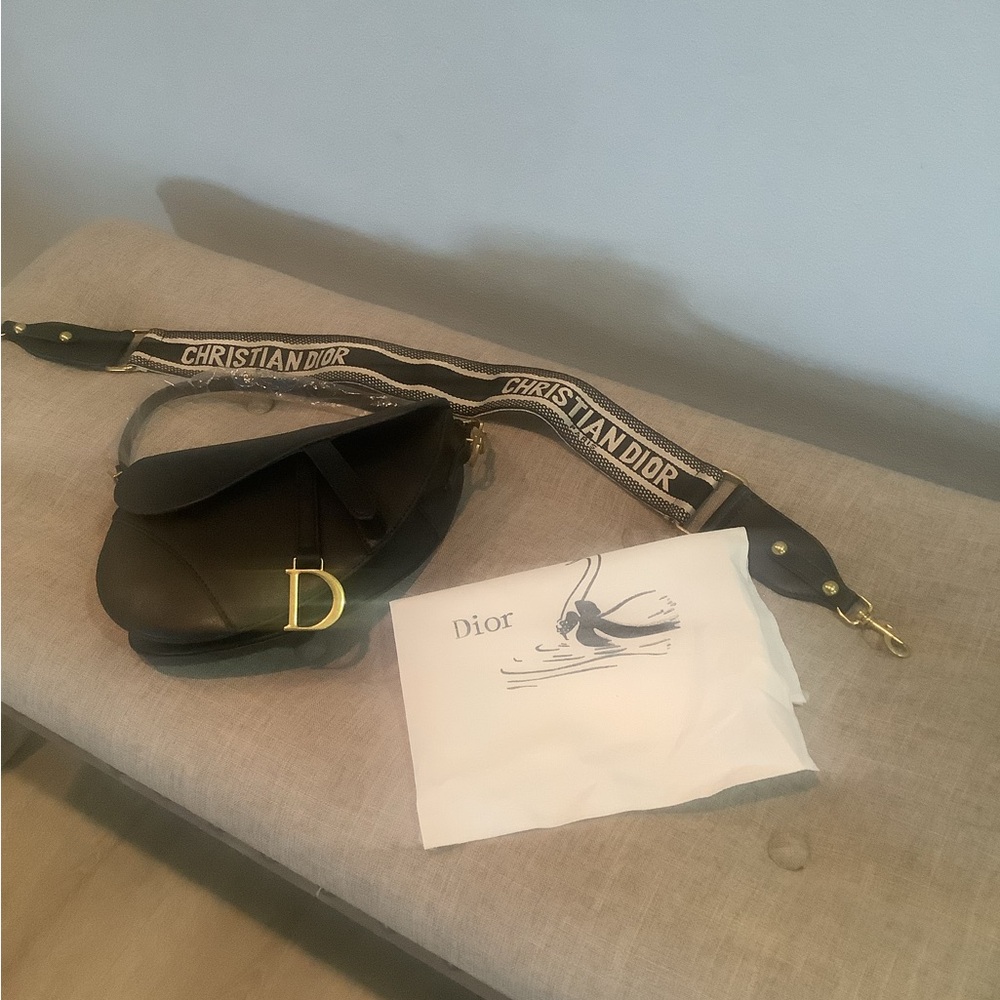 Black Saddle Bag with Gold Accents new